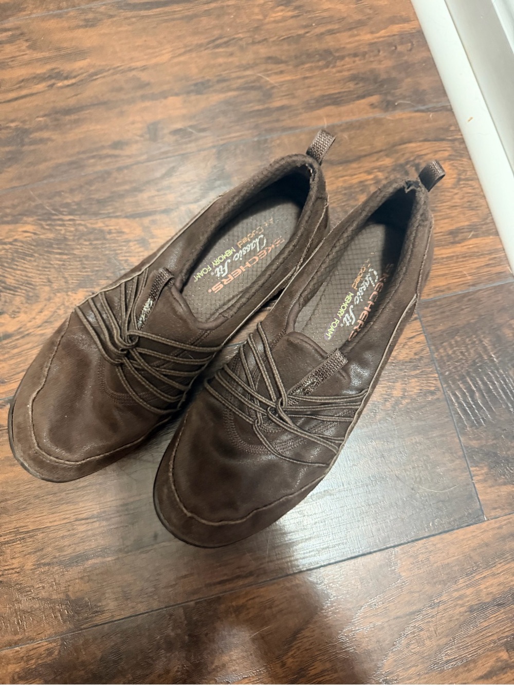 Skechers Womenâs Dark Brown Slip-On Casual Loafers
